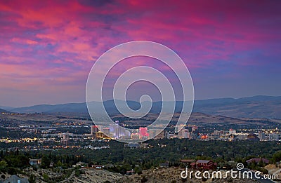 Reno City Sunset Editorial Stock Photo