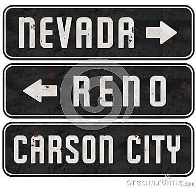 Reno Nevada Carson City Street Signs Grunge Stock Photo