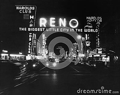 Reno Nevada, circa 1950s Editorial Stock Photo