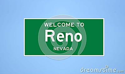 Reno, Nevada city limit sign. Town sign from the USA. Stock Photo