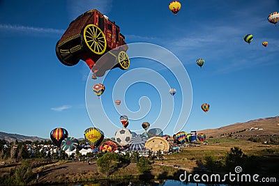 Hot Air Balloons Lift Off in Reno, Nevada Editorial Stock Photo