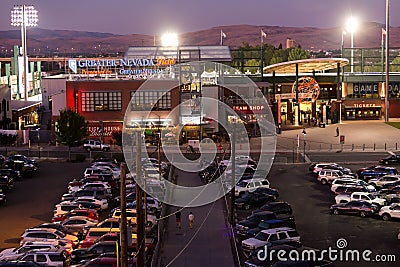 Reno, NV / USA - July 20 2019: Aces Ballpark parking lot filling up before a baseball game starts Stock Photo