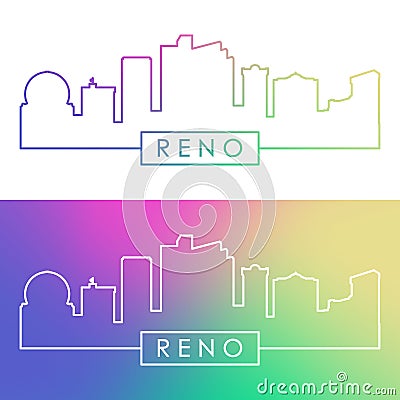 Reno skyline. Colorful linear style. Vector Illustration