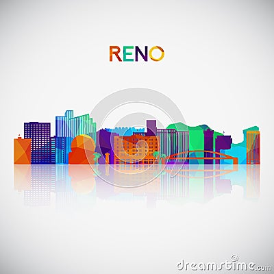 Reno skyline silhouette in colorful geometric style. Vector Illustration