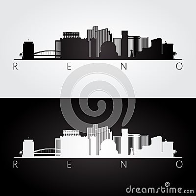 Reno USA skyline and landmarks silhouette Vector Illustration