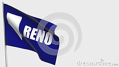 Reno waving flag illustration on flagpole. Cartoon Illustration