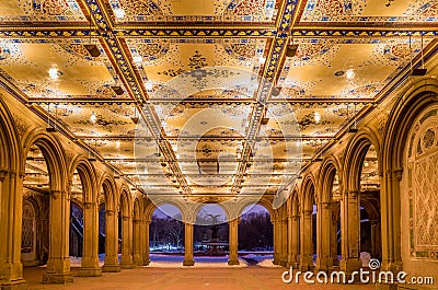 Renovated Bethesda Arcade and Fountain in Central Park, New York Stock Photo