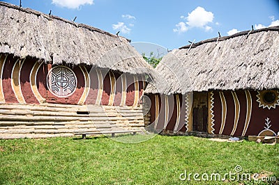 Renovated house of Trypillian culture Stock Photo