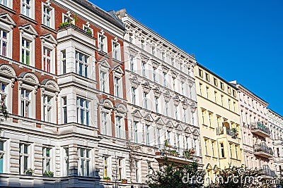 Renovated old apartment buildings Stock Photo