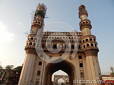 Renovation of the Charminar .The Charminar `Four Minarets`, Editorial Stock Photo