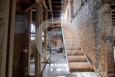 Renovation of an Edwardian suburban house in north London, UK. House has been taken back to brick as part of an extreme makeover. Editorial Stock Photo