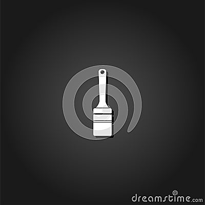 Renovation instrument brush whitewash icon flat. Vector Illustration