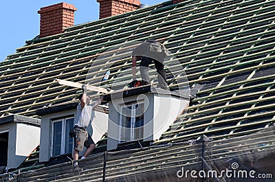Renovation - roof repair Editorial Stock Photo