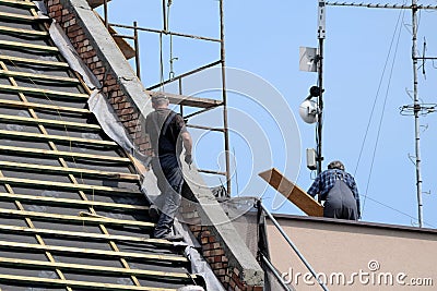 Renovation - roof repair Editorial Stock Photo