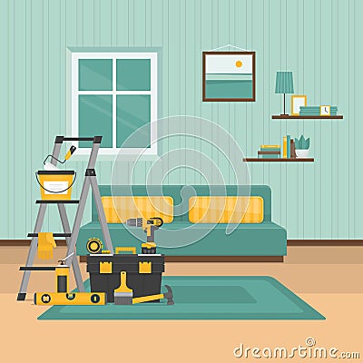 Renovation room. Home interior renovation. Flat style, vector il Vector Illustration