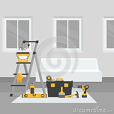 Renovation room. Home interior renovation. Flat style, vector il Vector Illustration