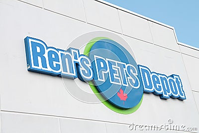 tor, canada - august 10, 2023: rens pets depot front store entrance storefront facade logo sign exterior. p Editorial Stock Photo