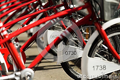 Rent a bike in the city of Antwerp Stock Photo