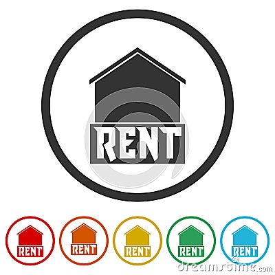 Rent house ring icon color set Vector Illustration