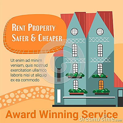 Rent property safer and cheaper, winning service Vector Illustration