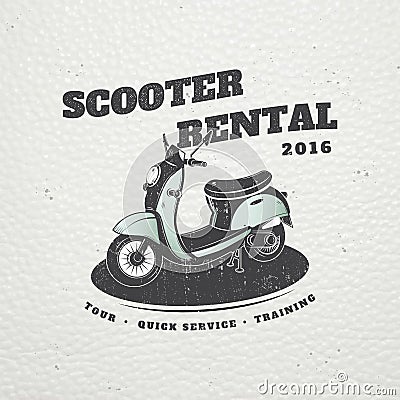 Rent, sale and repair - bicycles, mopeds and scooters. Bicycling Club. Detailed elements. Old retro vintage grunge Vector Illustration
