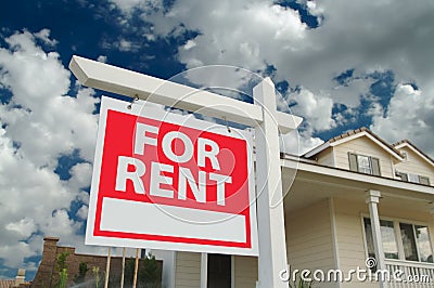 For Rent Sign & House Stock Photo