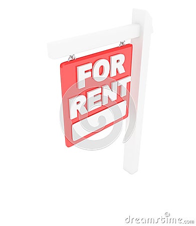 For rent sign lease real estate. 3D rendering. Stock Photo