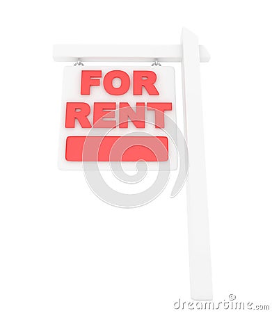 For rent sign lease real estate. 3D rendering. Stock Photo