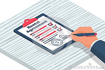 Rental agreement. Real estate contract. Vector Illustration