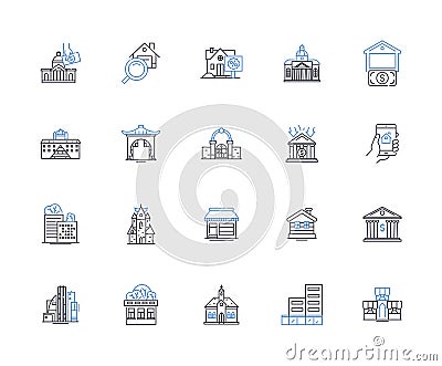 Rental homes line icons collection. Lease, Housing, Property, Tenant, Landlord, Rental, Residence vector and linear Vector Illustration