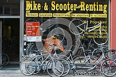 Rental shops and repair bicycles Editorial Stock Photo