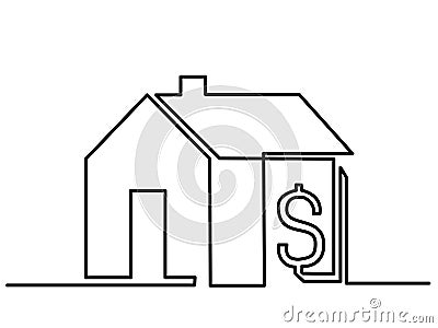 Renting or buying house real estate process contract, money, home. Cartoon Illustration