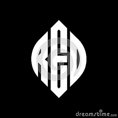 REO circle letter logo design with circle and ellipse shape. REO ellipse letters with typographic style. The three initials form a Vector Illustration