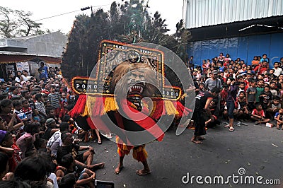 Reog, a traditional art from Ponorogo Editorial Stock Photo