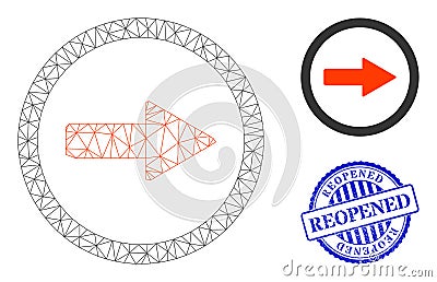 Reopened Textured Seal and Web Mesh Rounded Right Arrow Vector Icon Vector Illustration