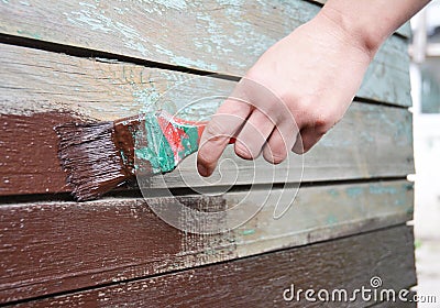 Repainting Wooden Old Surface Stock Photo