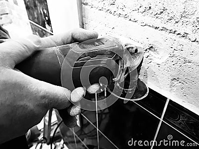 Repair - angle grinder or multi-tool Stock Photo