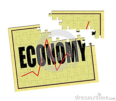 Repair broken economy puzzle - concept Stock Photo