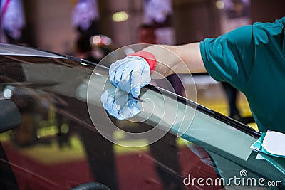 Repair car windshield Stock Photo