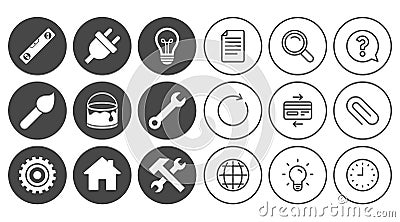 Repair, construction icons. Hammer, wrench tool. Vector Illustration