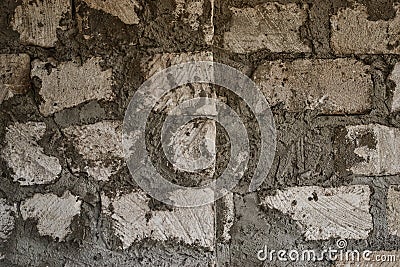 Repair and construction. The old wall. Wall of brick, stone and concrete. Stone and cement background Stock Photo