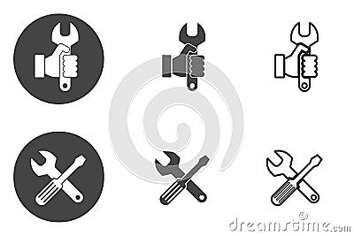 Repair, fix and car mechanic icon Isolated on white background Vector Illustration