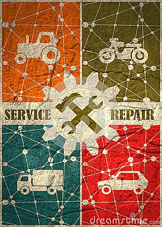 Repair fix tool icons. auto vehicle customer support service Stock Photo