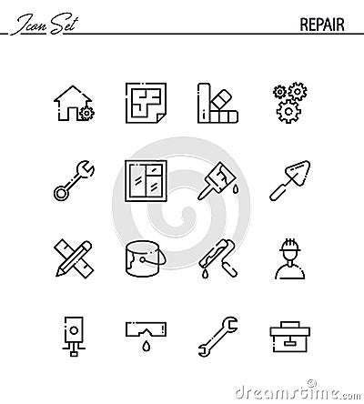 Repair flat icon set. Vector Illustration