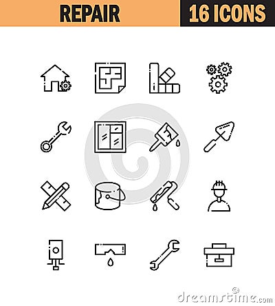 Repair flat icon set. Vector Illustration