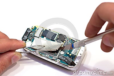 Repair GSM phone Stock Photo