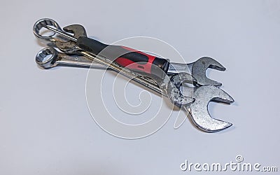 Repair keys, screws and pliers Stock Photo