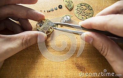 Repair of mechanical watches Stock Photo