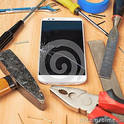 Repair mobile phone composition Stock Photo