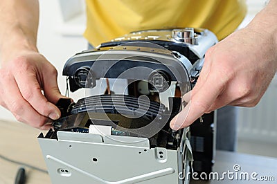 Repair of the musical system. Stock Photo